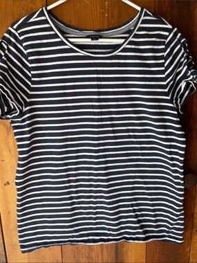 Nautica Navy & White Striped Short Sleeve Crew Tee